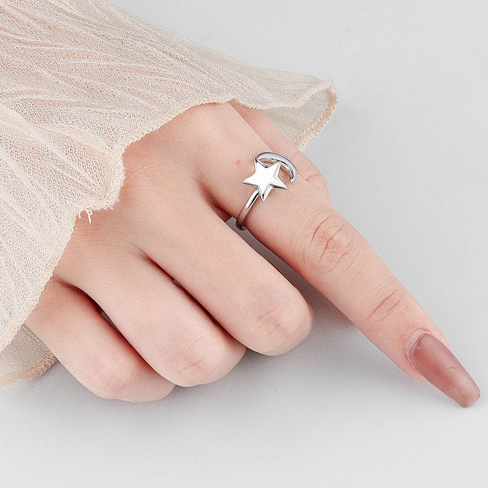 Wholesale Brass Rotating Star Moon Ring